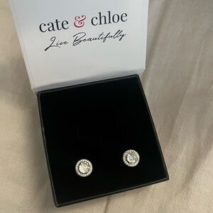White Gold Plated Simulated Diamond Stud Earrings